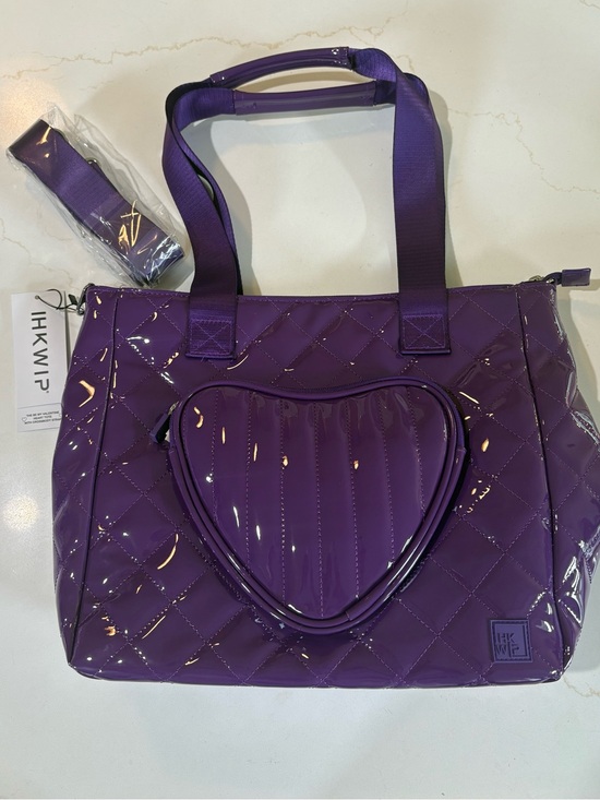 IHKWIP Handbags - NWT IHKWIP Be My Valentine HeartTote with Crossbody Strap Purple Patent
